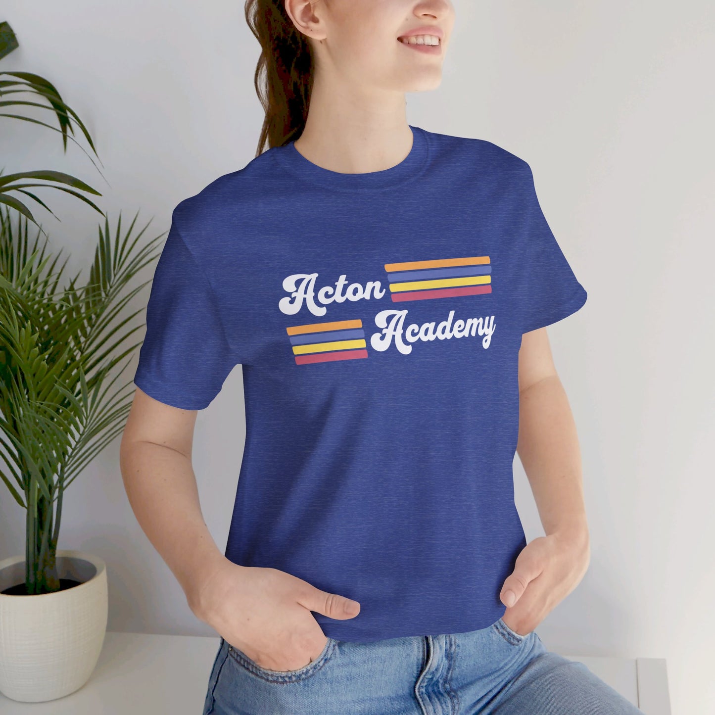 Acton Academy Orange Striped Unisex Jersey Short Sleeve Tee