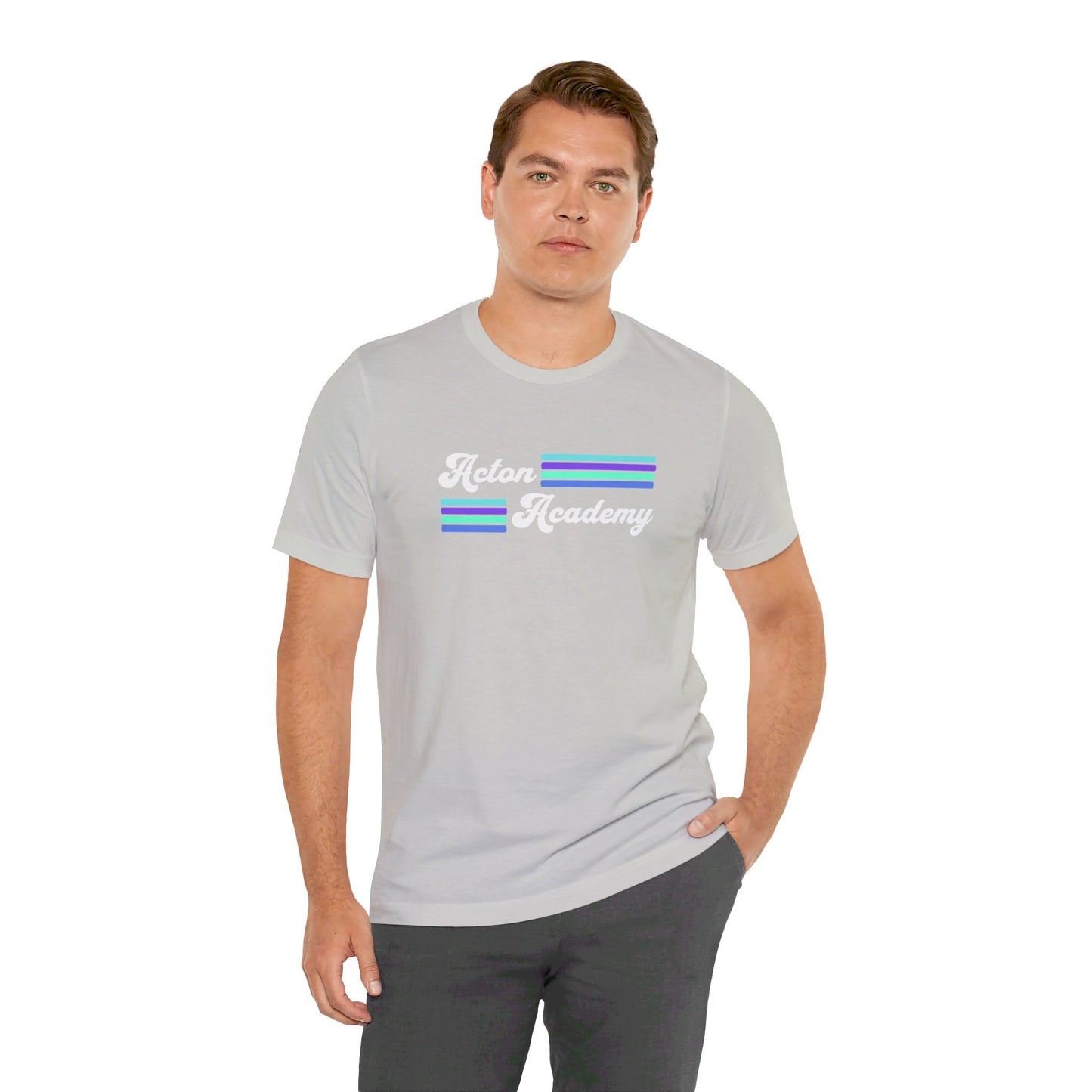 Acton Academy Aqua Striped with Ivy Greene on back Unisex Jersey Short Sleeve Tee