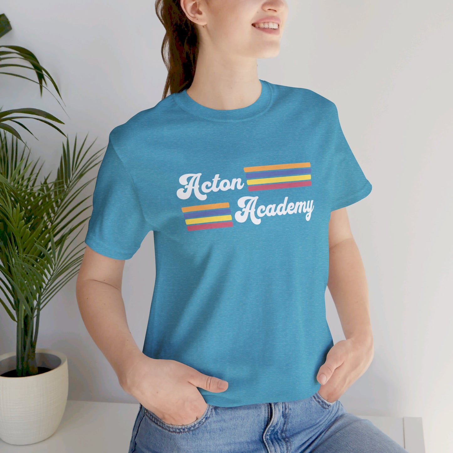 Acton Academy Orange Striped Unisex Jersey Short Sleeve Tee