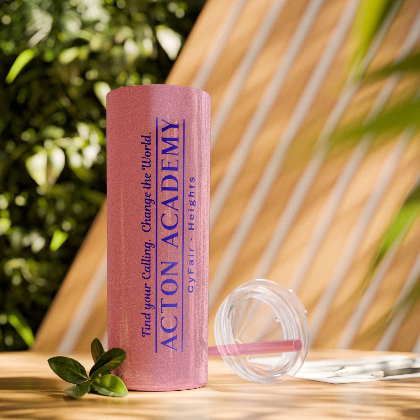 Acton CyFair-Heights Logo Skinny Tumbler with Straw, 20oz