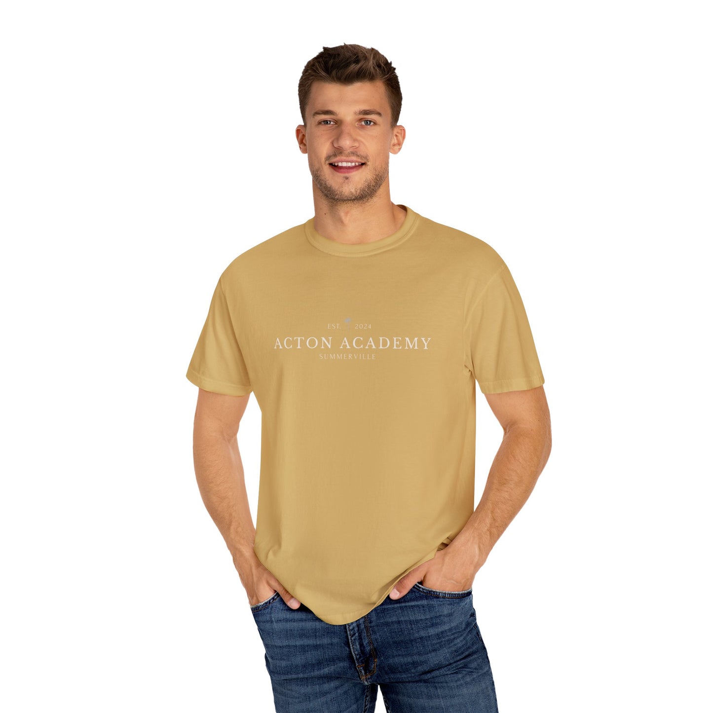 Acton Academy Summerville with Find a Calling on back Unisex Garment-Dyed T-shirt