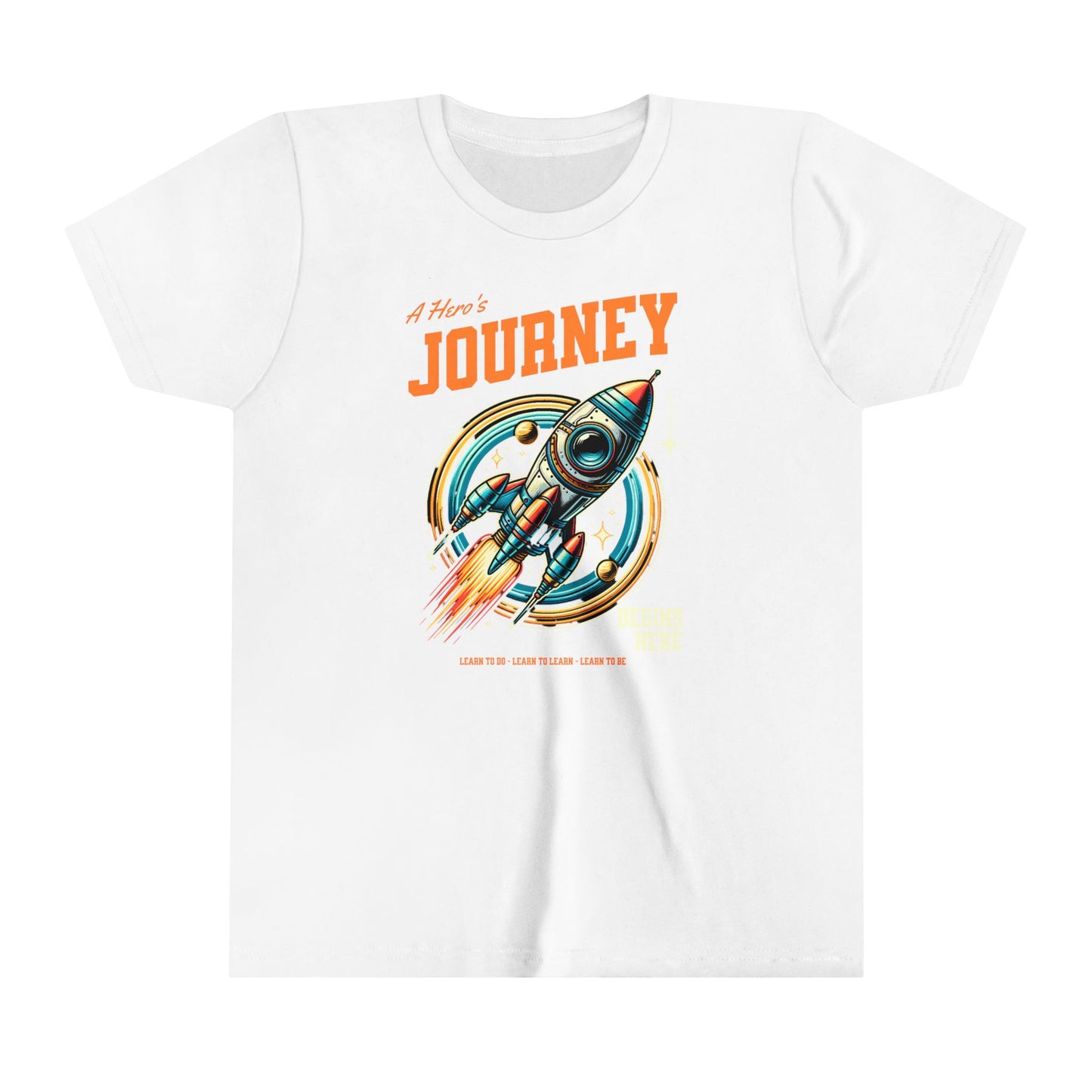 Hero's Journey Rocketship w/ Lighthouse International on back Youth Short Sleeve Tee