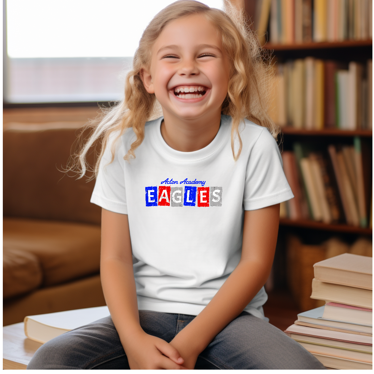 Acton Block Letters Red Youth Short Sleeve Tee