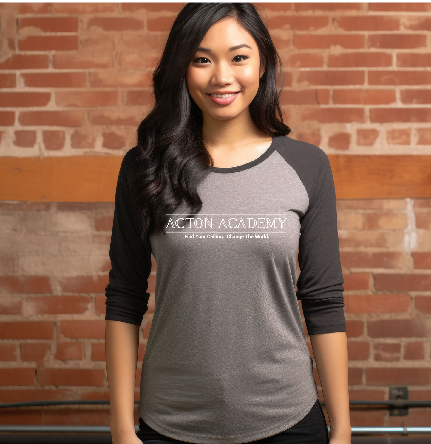 Acton White Logo Unisex Tri-Blend 3\4 Raglan Tee