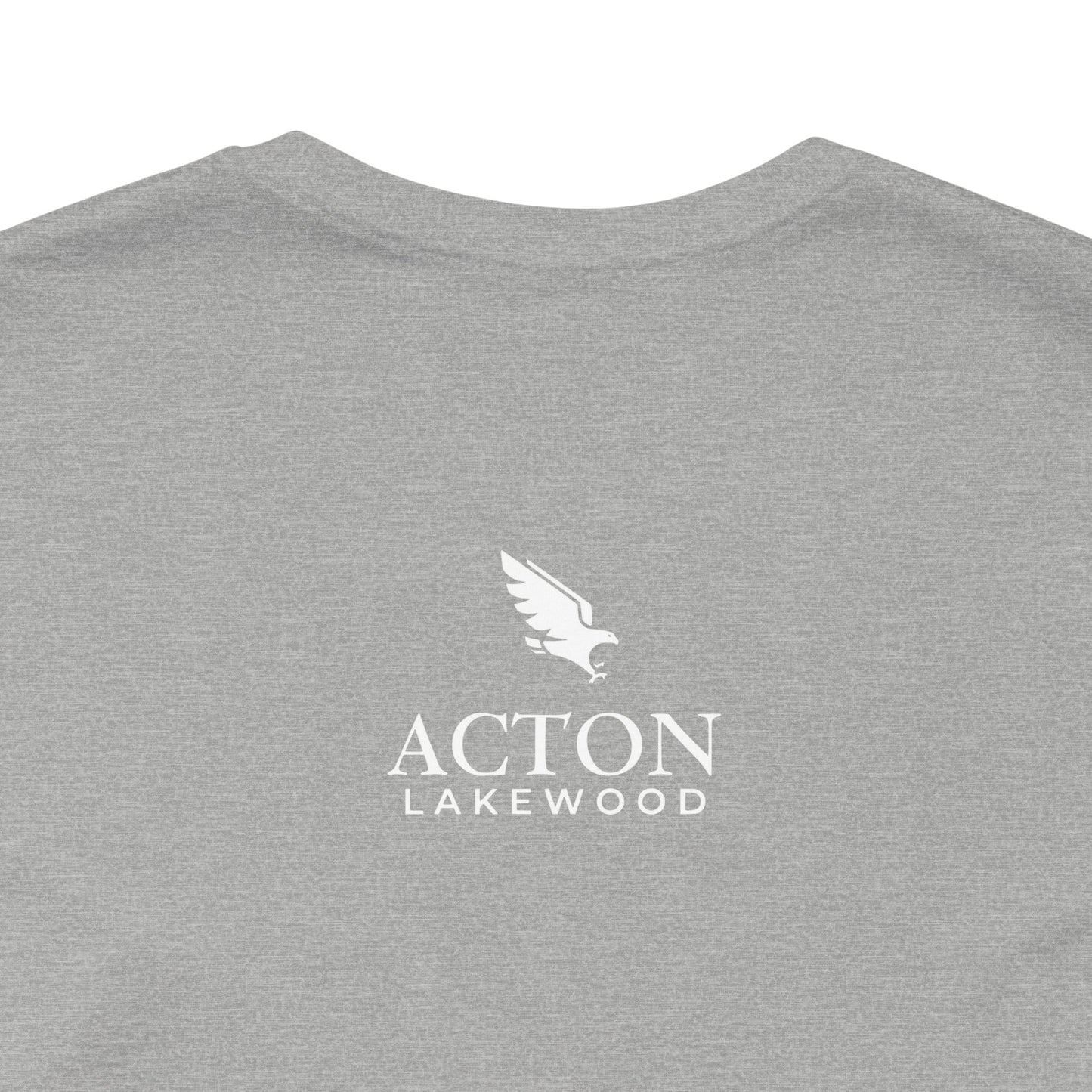 Be Curious with Acton Lakewood on back Unisex Jersey Short Sleeve Tee