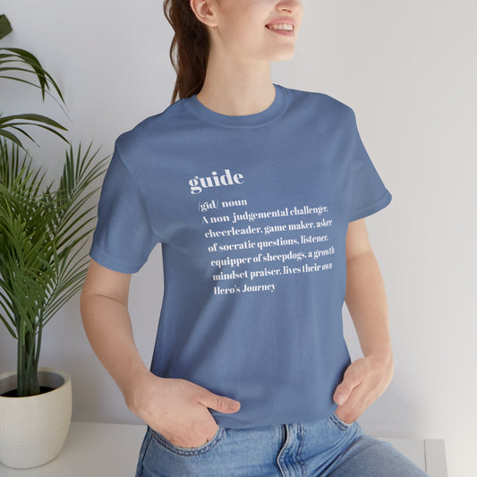 Guide Definition with Falls Church on back White Letters Unisex Jersey Short Sleeve Tee