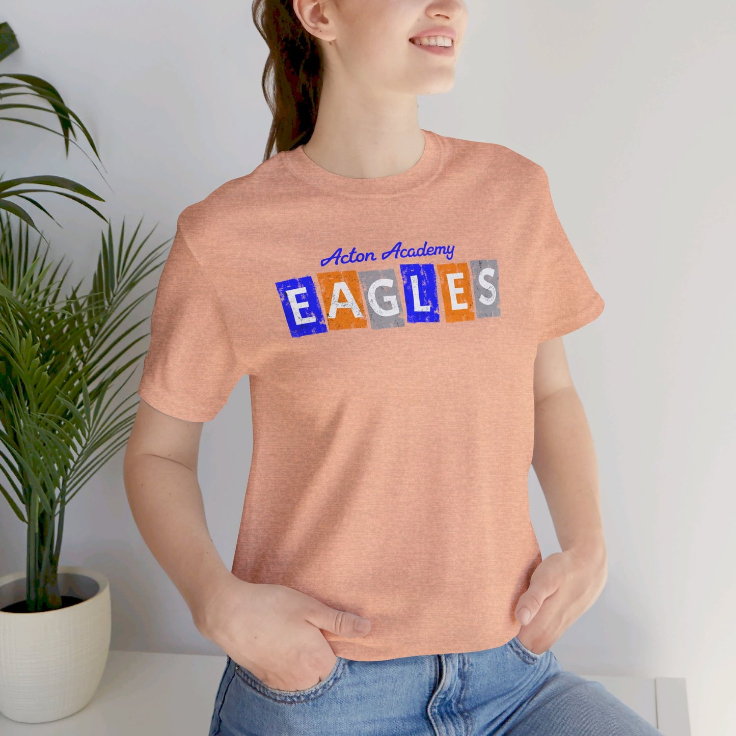 Acton Eagles Block letters Orange Unisex Jersey Short Sleeve Tee