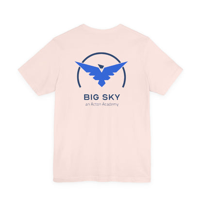 Hero's Journey Line Drawing with Big Sky on back Unisex Jersey Short Sleeve Tee