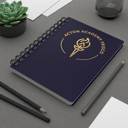Acton Academy Frisco Spiral Journal — Navy Notebook with Gold Torch Logo