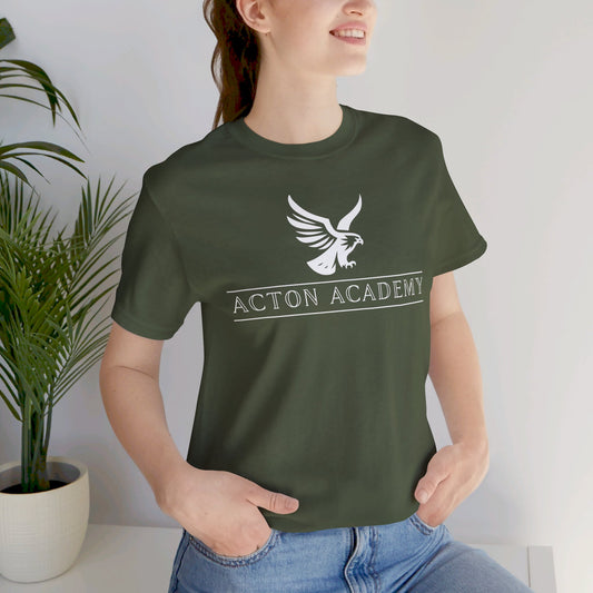 Acton White Logo Unisex Jersey Short Sleeve Tee