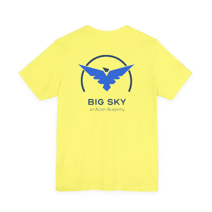 Hero's Journey Line Drawing with Big Sky on back Unisex Jersey Short Sleeve Tee