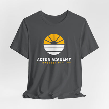 Acton Academy Madison West white/yellow logo Unisex Jersey Short Sleeve Tee