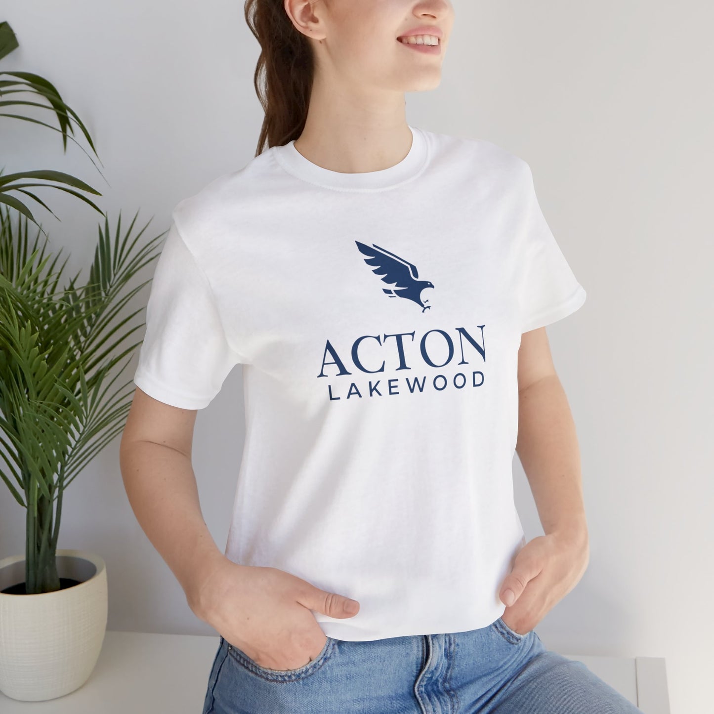 Acton Lakewood with blue logo Unisex Jersey Short Sleeve Tee