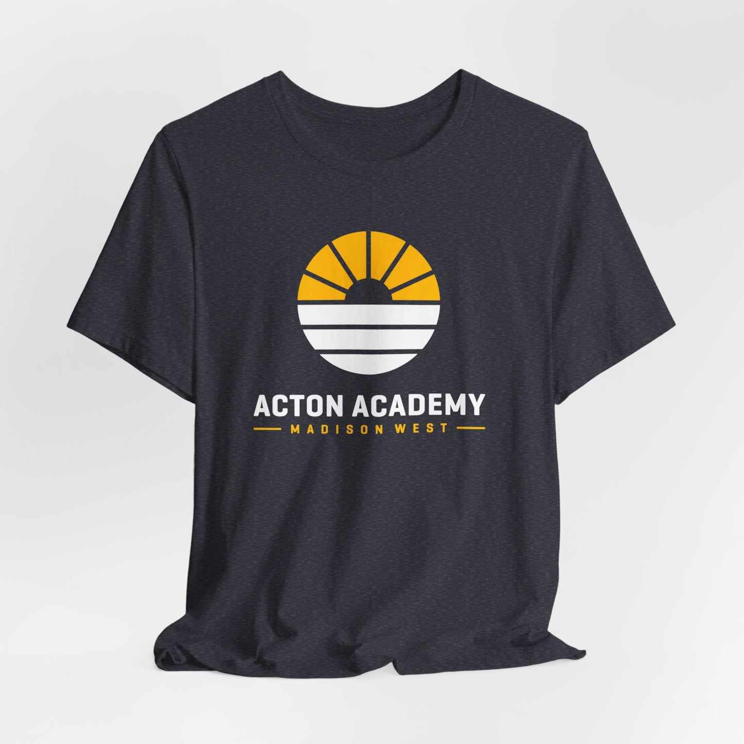 Acton Academy Madison West white/yellow logo Unisex Jersey Short Sleeve Tee