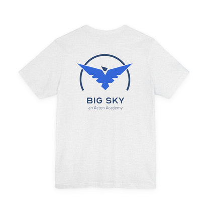 Hero's Journey Line Drawing with Big Sky on back Unisex Jersey Short Sleeve Tee