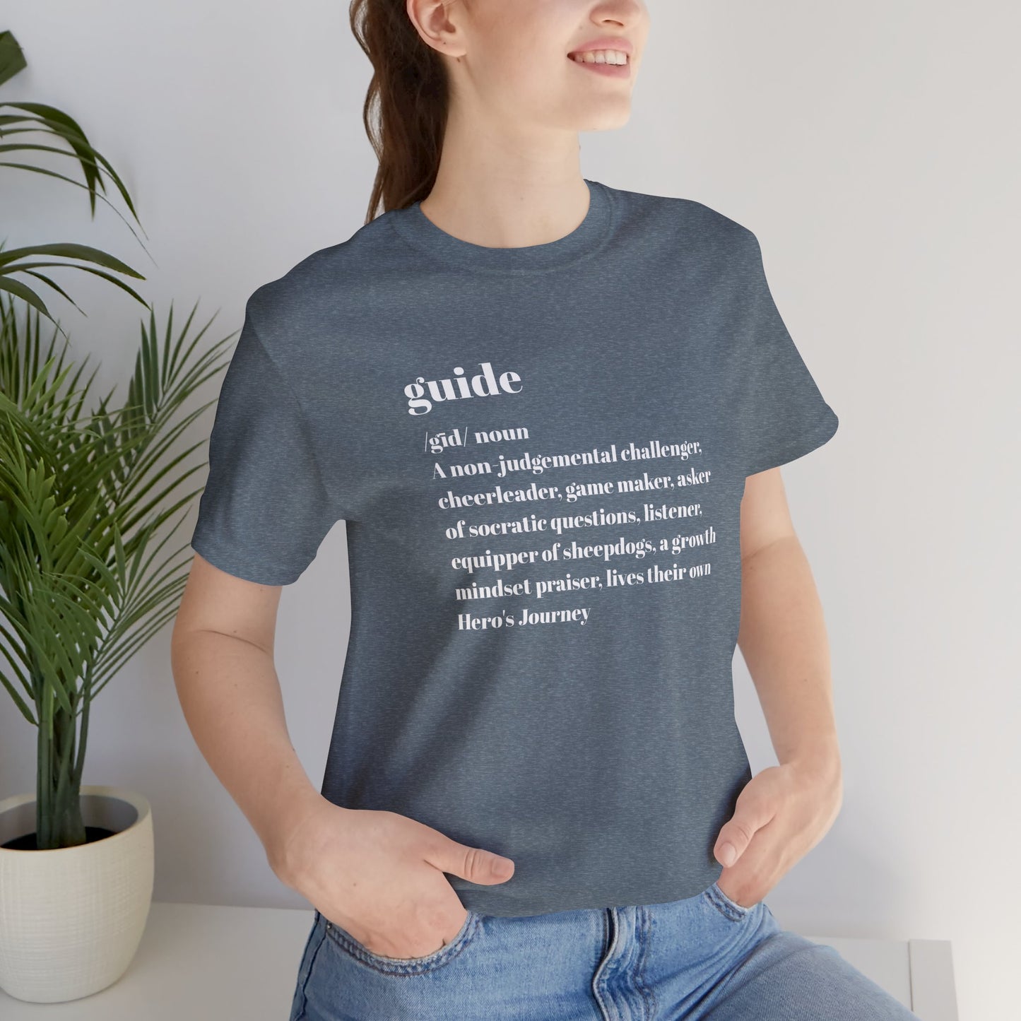 Guide Definition with Falls Church on back White Letters Unisex Jersey Short Sleeve Tee