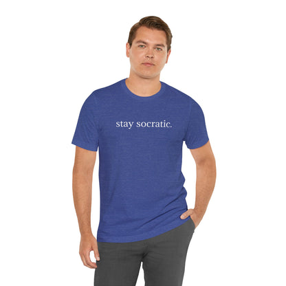 Stay Socratic with Falls Church on back Unisex Jersey Short Sleeve Tee