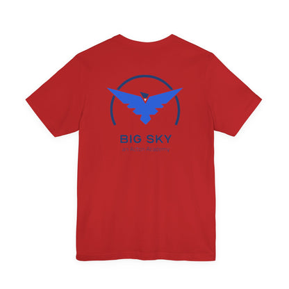 Hero's Journey Line Drawing with Big Sky on back Unisex Jersey Short Sleeve Tee