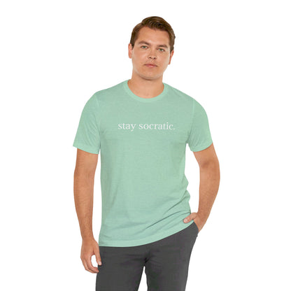 Stay Socratic Acton Madison West on back Unisex Jersey Short Sleeve Tee