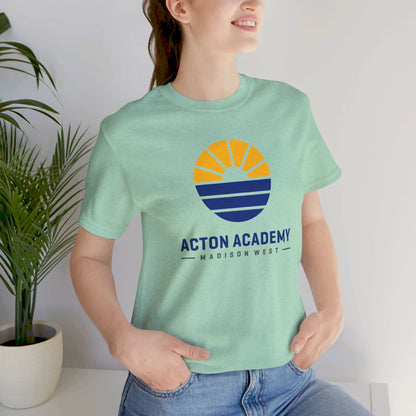 Acton Academy Madison West  blue/yellow Unisex Jersey Short Sleeve Tee