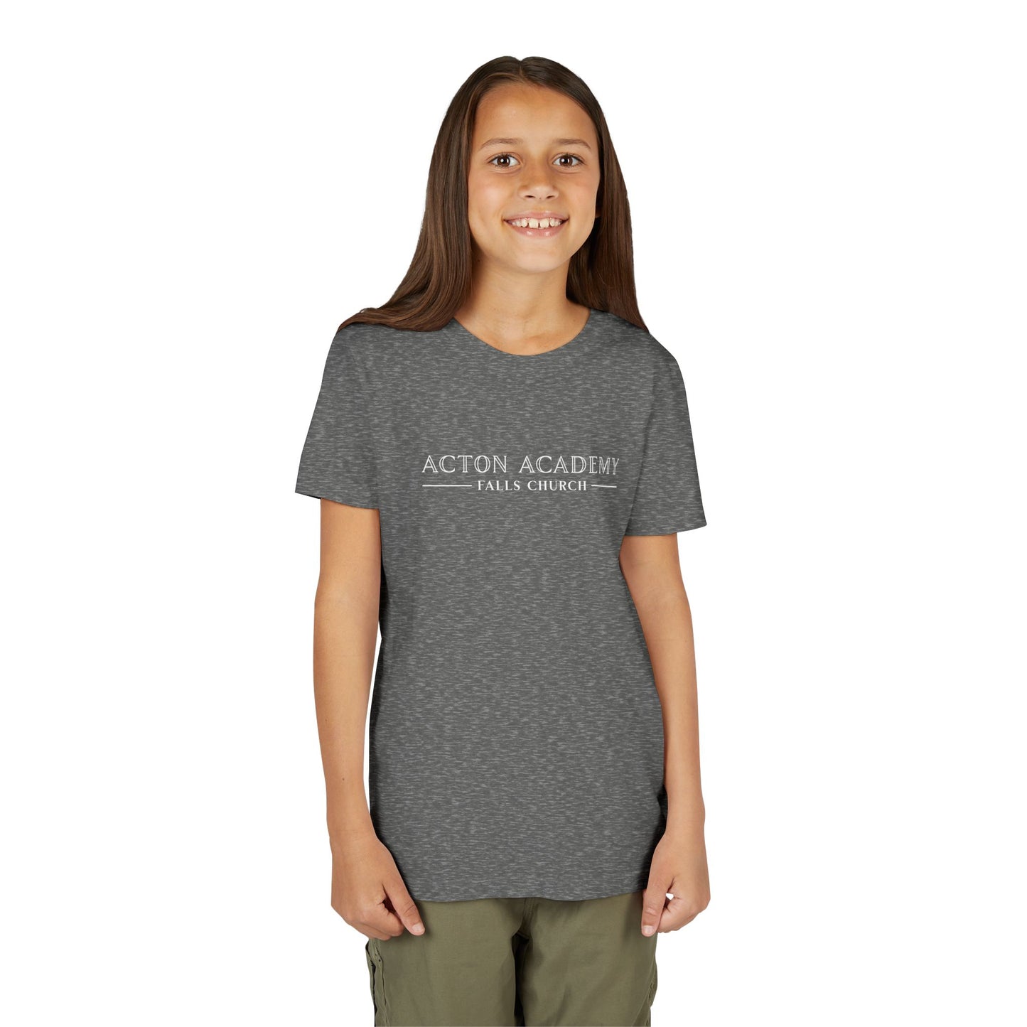 Acton Academy Falls Church White Logo Youth Tee