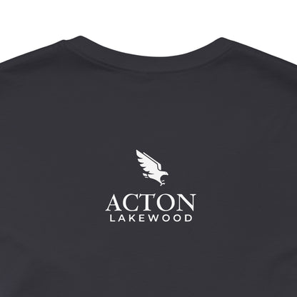 Be Curious with Acton Lakewood on back Unisex Jersey Short Sleeve Tee