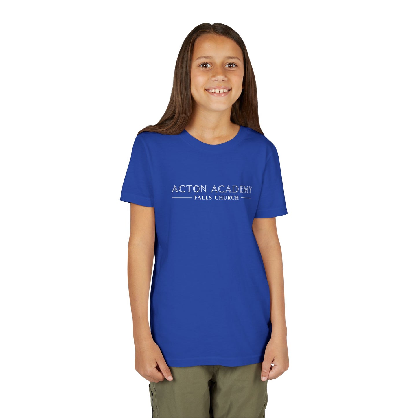 Acton Academy Falls Church White Logo Youth Tee