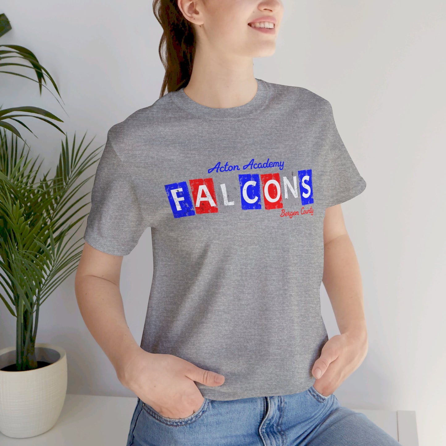 Acton Falcons Bergen Red Block Unisex Jersey Short Sleeve Tee