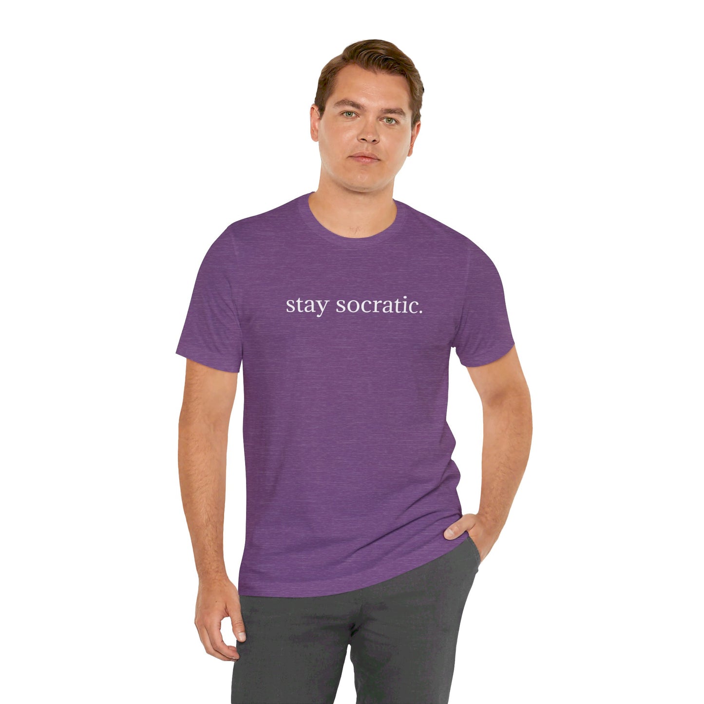 Stay Socratic Acton Madison West on back Unisex Jersey Short Sleeve Tee