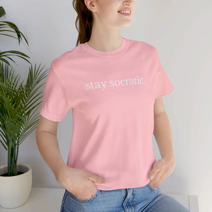 Stay Socratic Acton Madison West on back Unisex Jersey Short Sleeve Tee