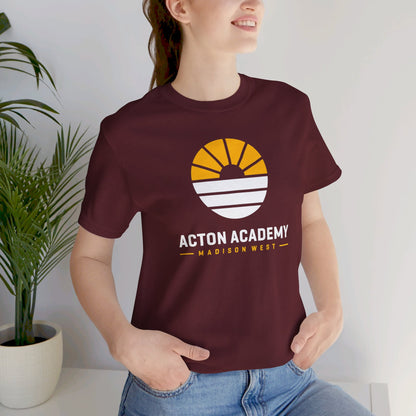 Acton Academy Madison West white/yellow logo Unisex Jersey Short Sleeve Tee