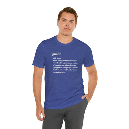 Guide Definition White with Acton Madison West on back Letters Unisex Jersey Short Sleeve Tee