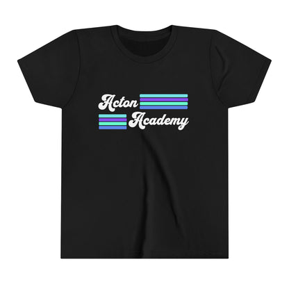 Acton Academy Aqua Striped Youth Short Sleeve Tee