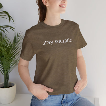 Stay Socratic with Falls Church on back Unisex Jersey Short Sleeve Tee