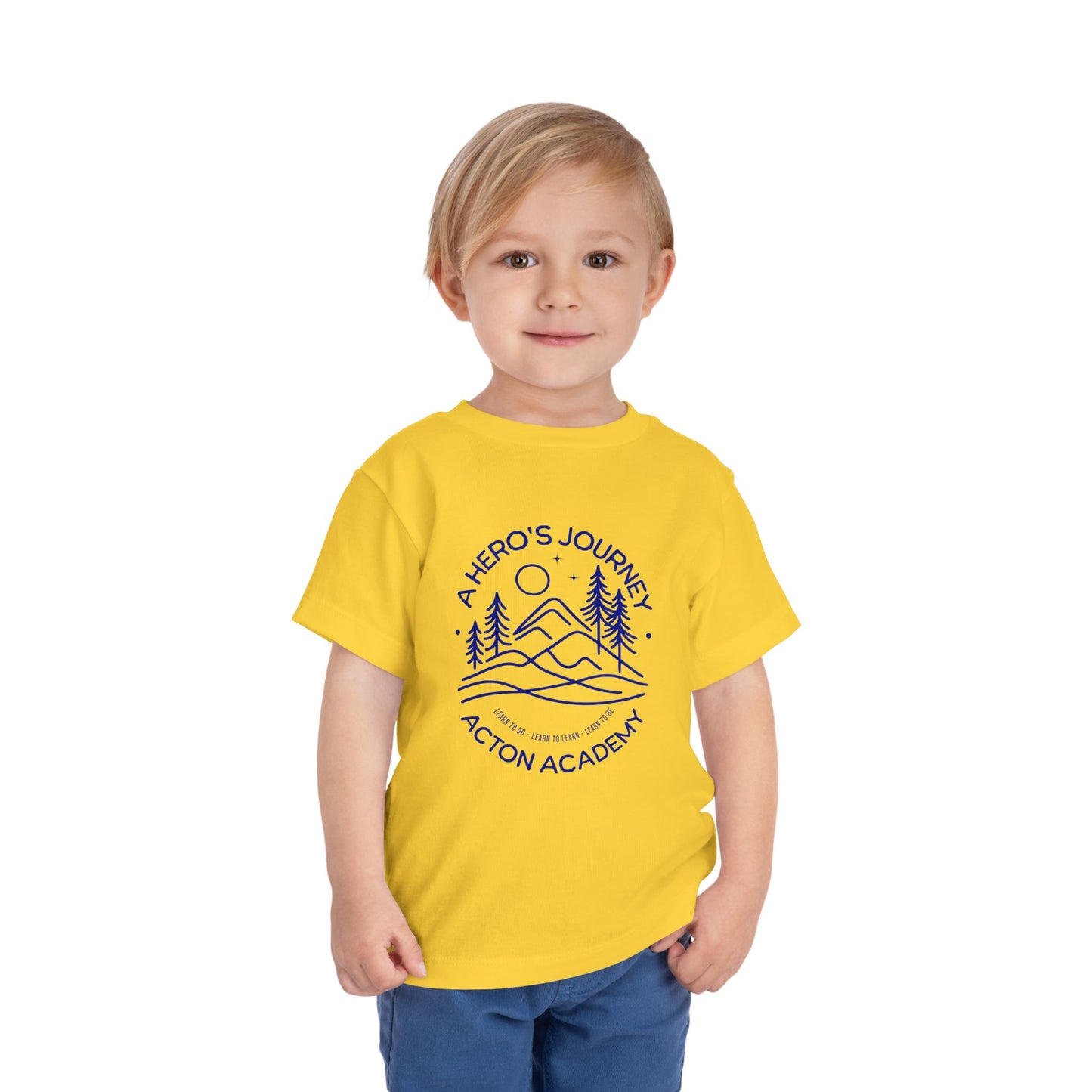 Hero's Journey Line Drawing with Acton Lakewood on back Toddler Short Sleeve Tee