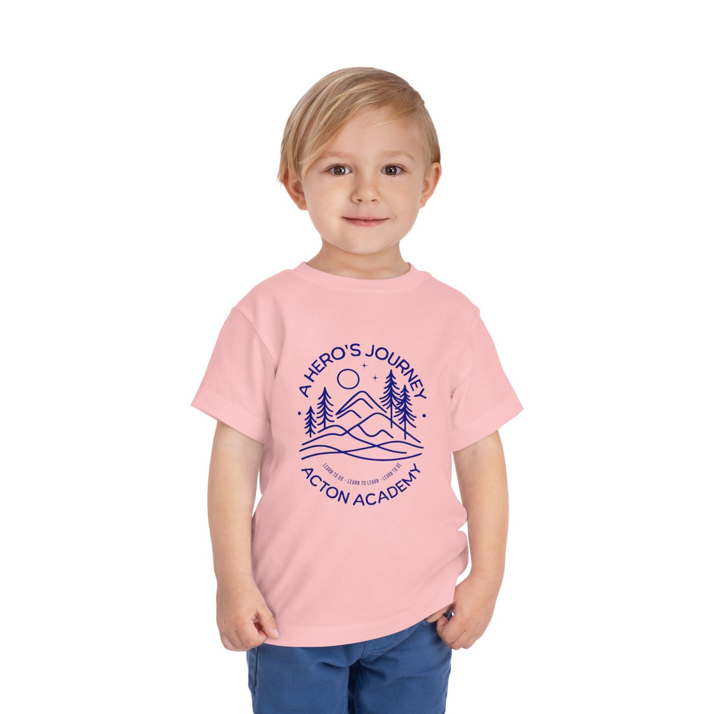 Hero's Journey Line Drawing with Acton Lakewood on back Toddler Short Sleeve Tee