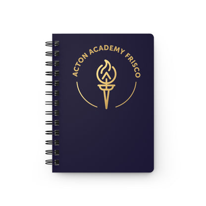 Acton Academy Frisco Spiral Journal — Navy Notebook with Gold Torch Logo