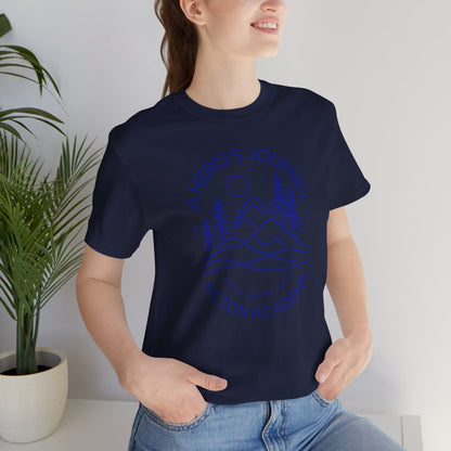 Hero's Journey Line Drawing with Acton Lakewood on back Unisex Jersey Short Sleeve Tee