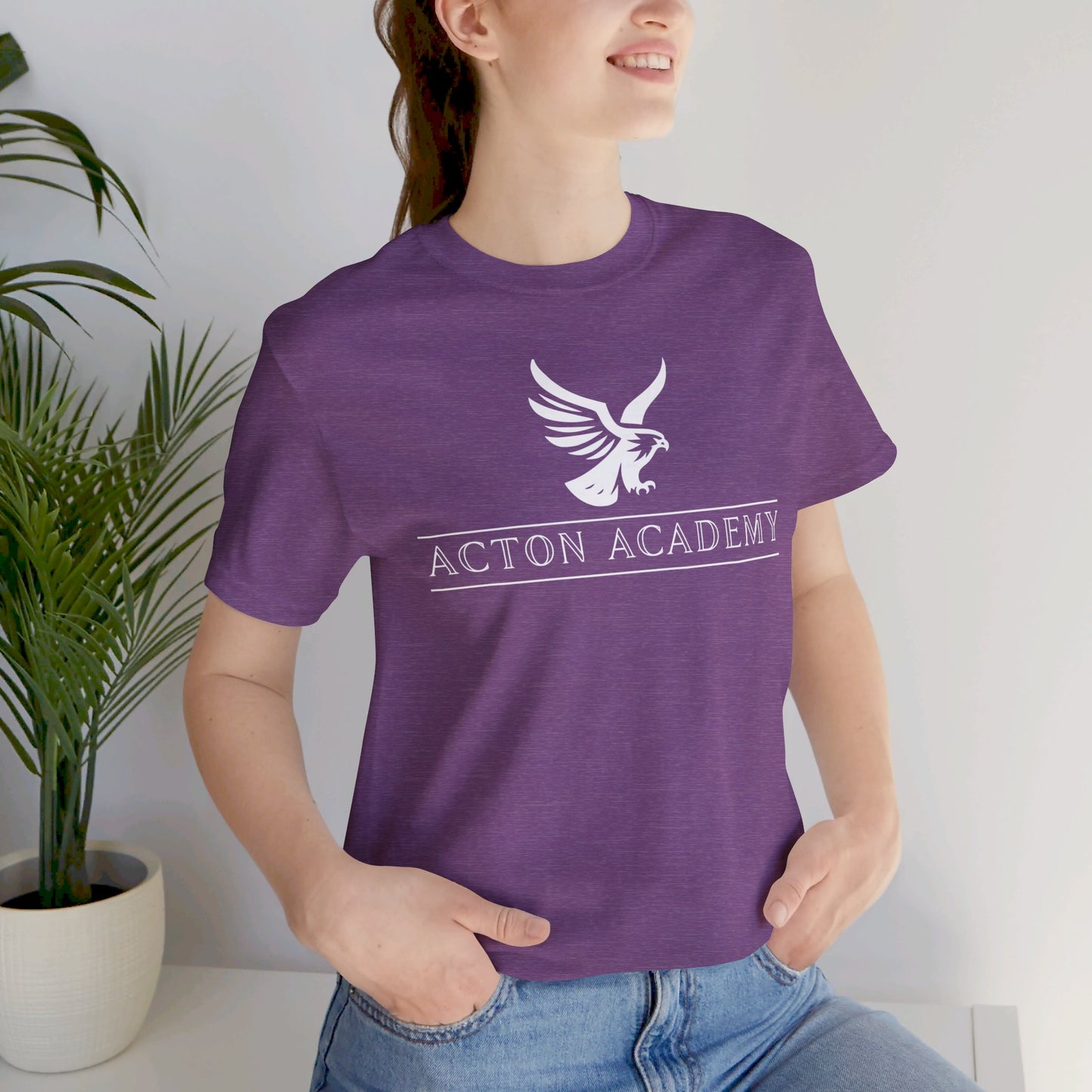 Acton White Logo Unisex Jersey Short Sleeve Tee