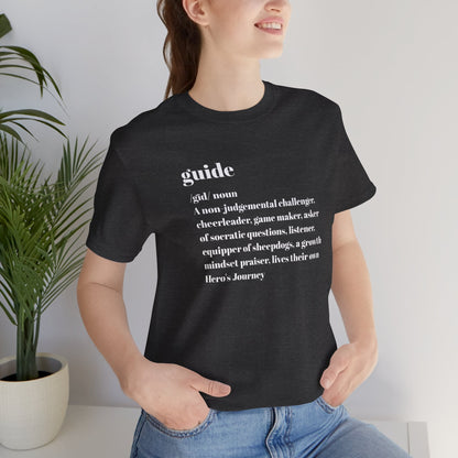 Guide Definition with Falls Church on back White Letters Unisex Jersey Short Sleeve Tee