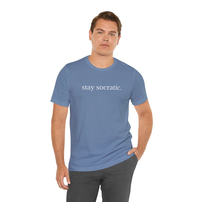 Stay Socratic with Falls Church on back Unisex Jersey Short Sleeve Tee