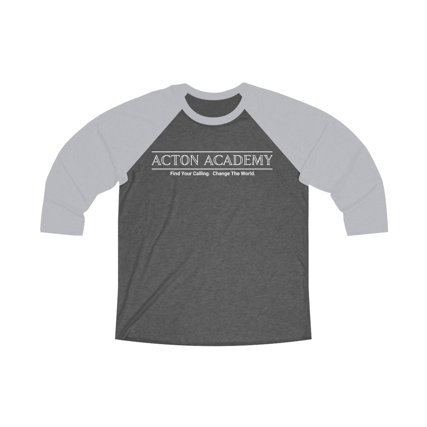 Acton White Logo Unisex Tri-Blend 3\4 Raglan Tee