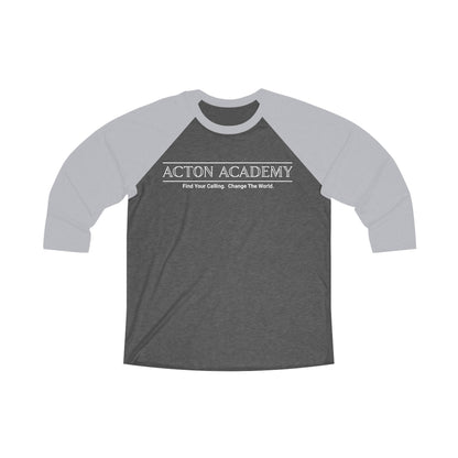 Acton White Logo Unisex Tri-Blend 3\4 Raglan Tee