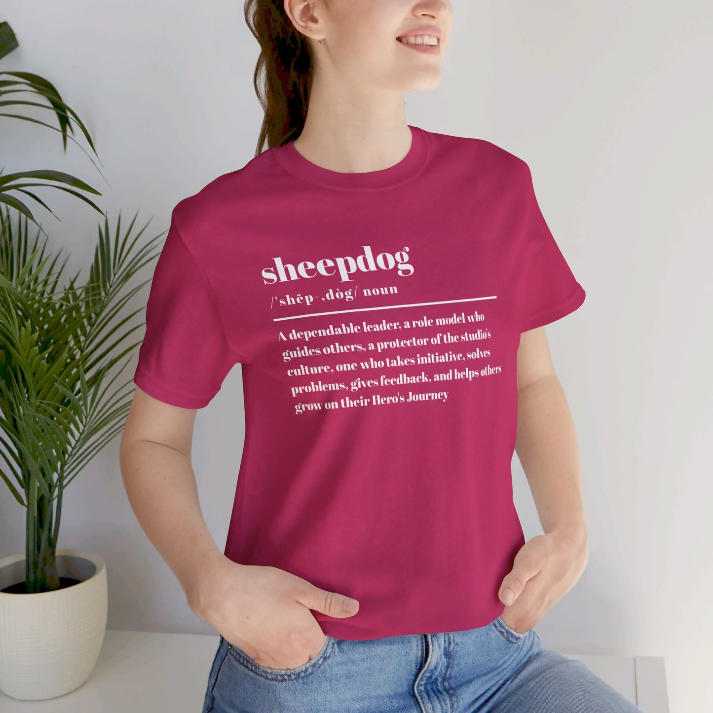 Sheepdog Definition in white with Blairsville logo on back Unisex Jersey Short Sleeve Tee