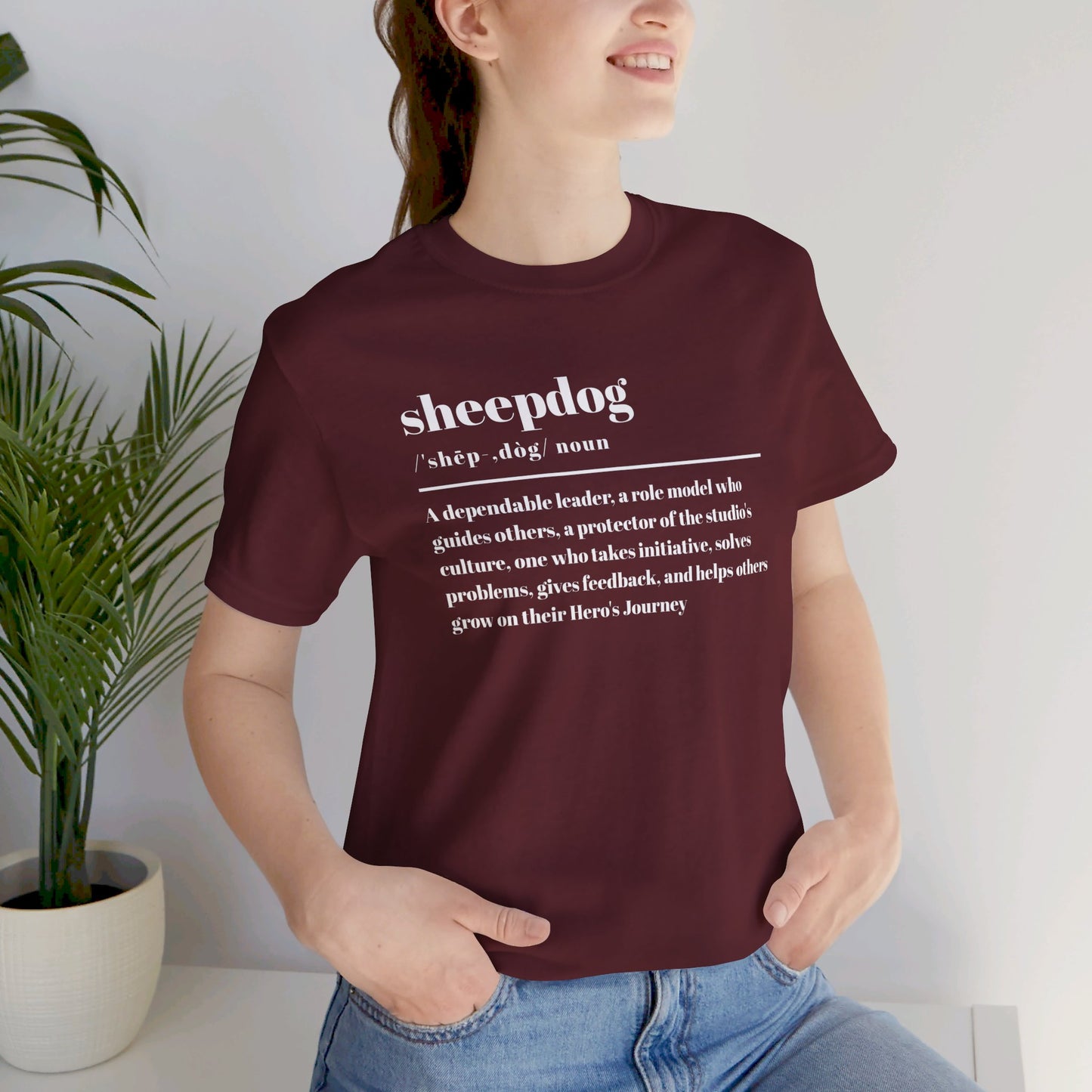 Sheepdog Definition in white with Blairsville logo on back Unisex Jersey Short Sleeve Tee