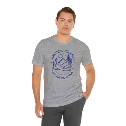 Hero's Journey Line Drawing with Acton Lakewood on back Unisex Jersey Short Sleeve Tee