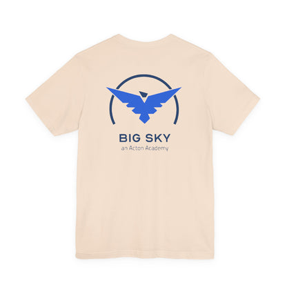 Hero's Journey Line Drawing with Big Sky on back Unisex Jersey Short Sleeve Tee