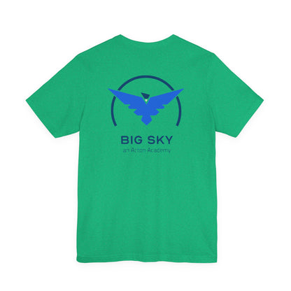 Hero's Journey Line Drawing with Big Sky on back Unisex Jersey Short Sleeve Tee