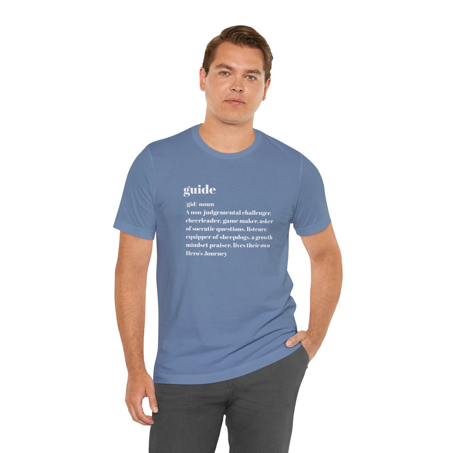 Guide Definition with Falls Church on back White Letters Unisex Jersey Short Sleeve Tee