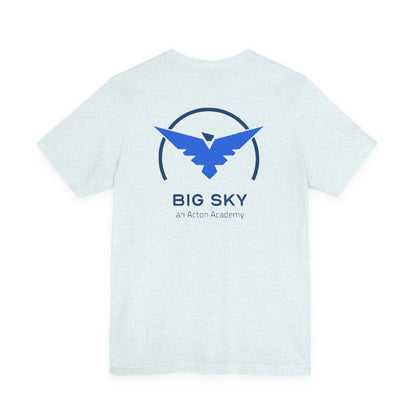Hero's Journey Line Drawing with Big Sky on back Unisex Jersey Short Sleeve Tee